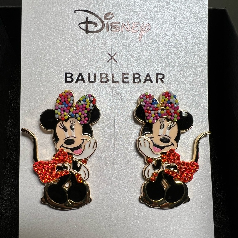NEW 💍 Disney x BaubleBar Minnie Mouse Gum Ball Bow Earrings